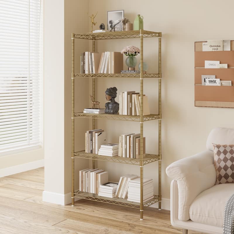 5-Tier Steel Storage Rack with Adjustable Shelves for Organizing Garage Pantry and Kitchen