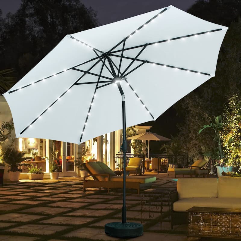 Autlaycil 10ft Solar LED lights Outdoor Patio Umbrella With Base