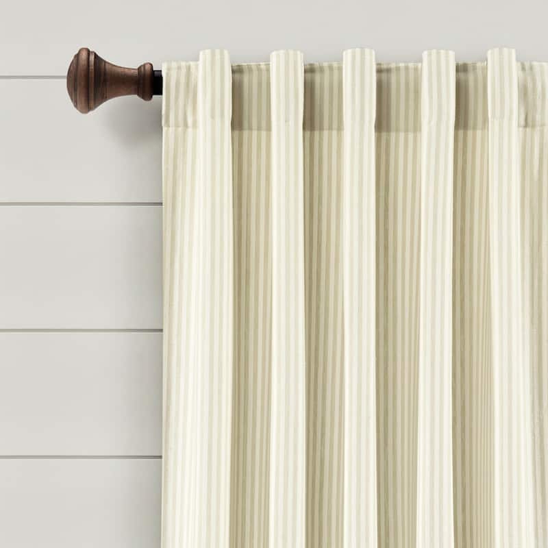 Lush Decor Farmhouse Vintage Stripe Yarn Dyed Cotton Back Tab/Rod Pocket Window Curtain Panels