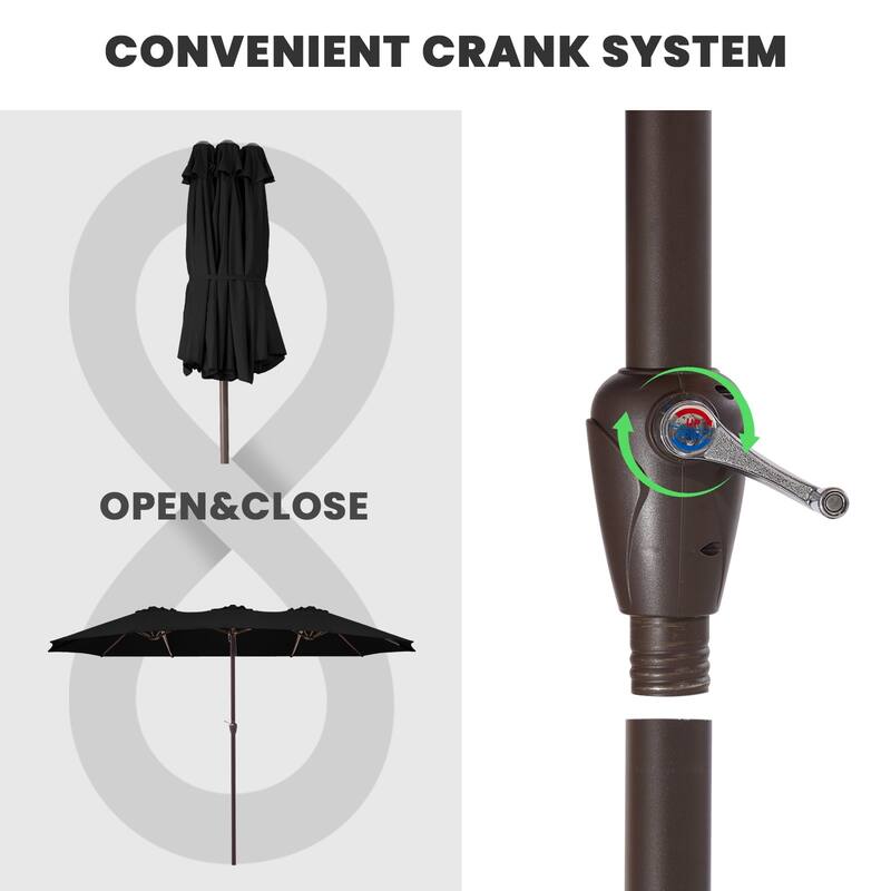 15ft Steel Navy No Tilt Market Patio Umbrella without Base