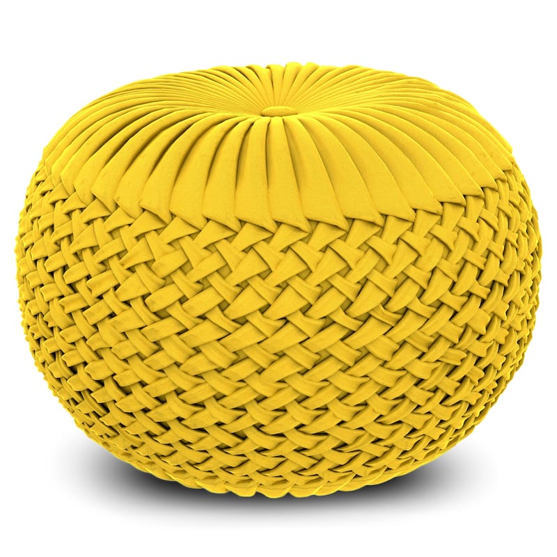 WYNDENHALL Faye Round Pouf in Velvet Fabric