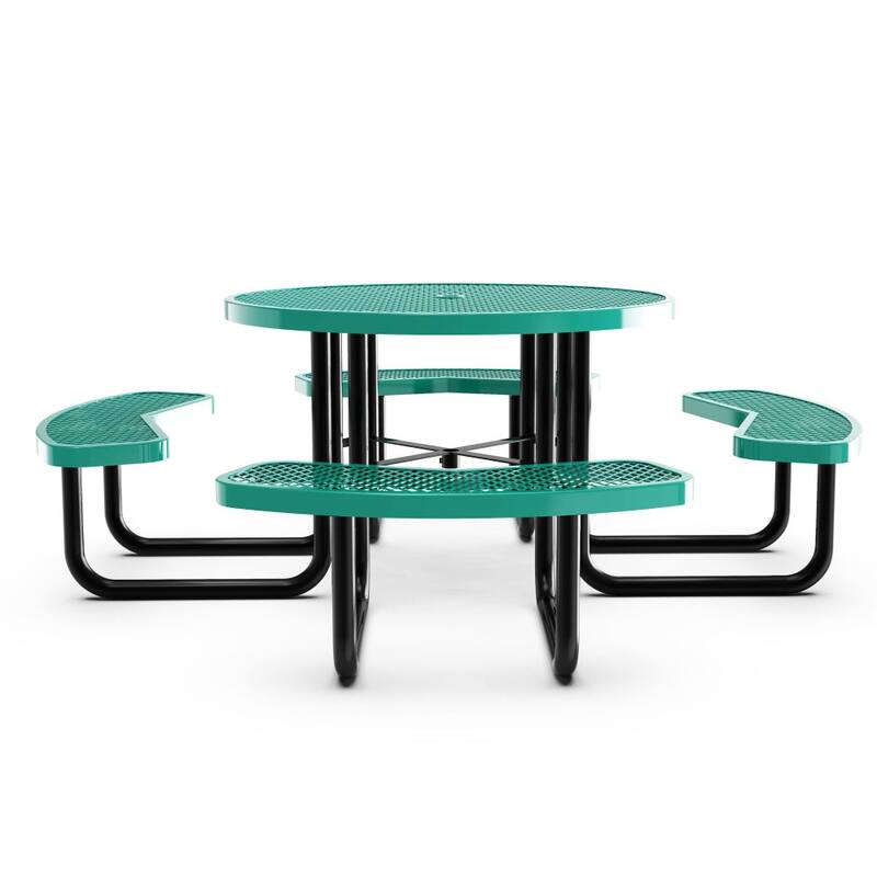 Commercial Grade Expanded Mesh Metal Outdoor Picnic Table - 82.5"D x 82.5"W x 29"H