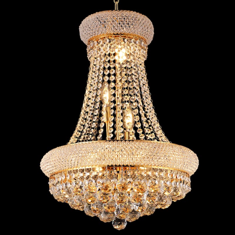 18-Inch Crystal Chandelier Lighting, for Dining Room Modern Luxury Bedroom, Crystal Chandelier Ceiling Light French Empire - Gold