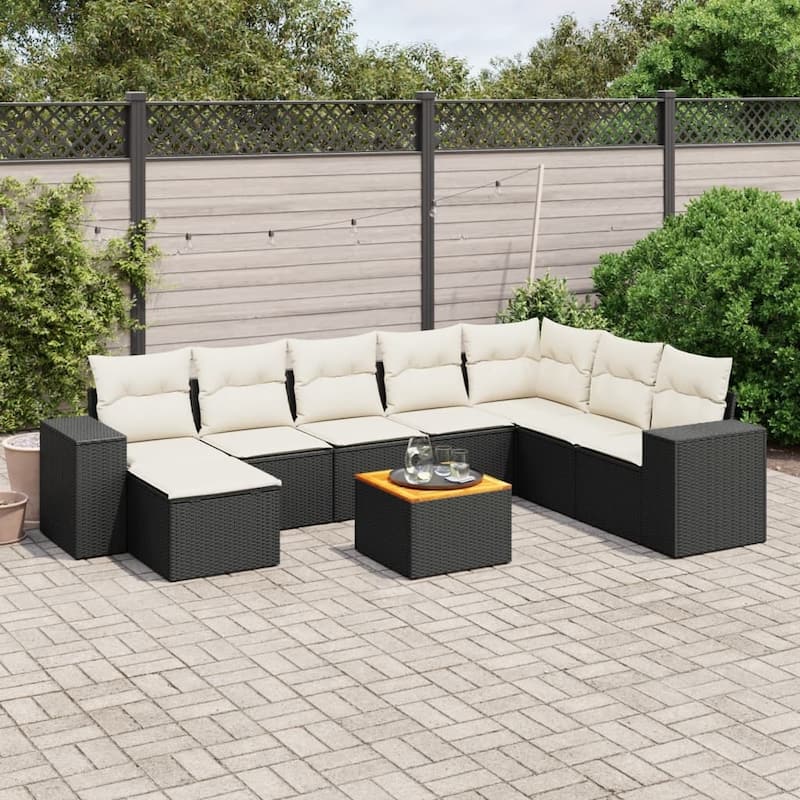 vidaXL Garden Sofa Set Black - 24.4 x 32.7 x 27.2 in