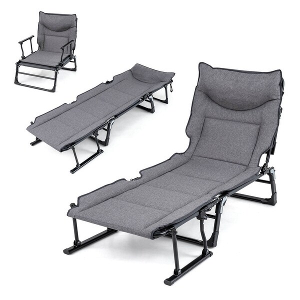 Costway Tri-fold Camping Cot, Indoor/Outdoor, Metal/600D Oxford