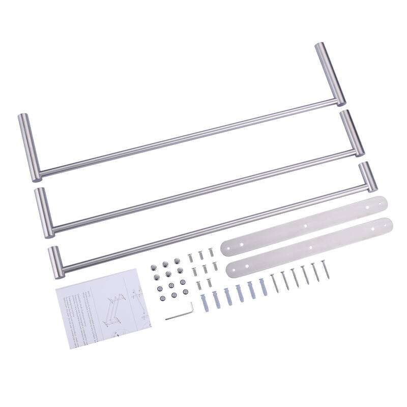WOWOW 3-Tier Wall Mounted Towel Rack in Brushed Nickel