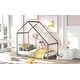preview thumbnail 13 of 17, Twin Size Solid Wood House Bed with Roof for Kids