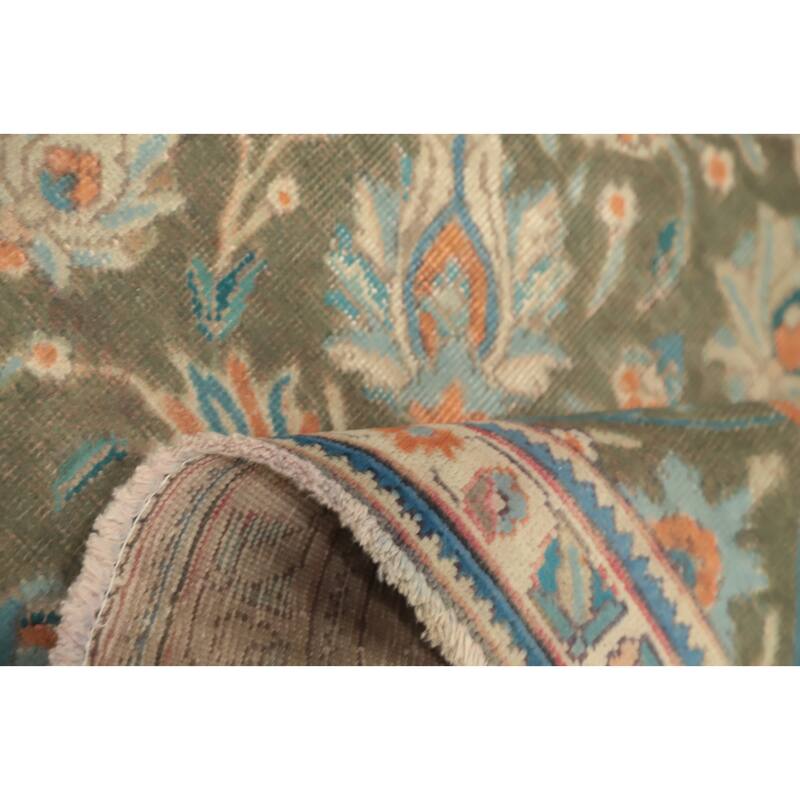 Hand Knotted Oriental 100% Wool Carpet Traditional Floral Green Tabriz Area Rug - 6' 6'' X 4' 4''