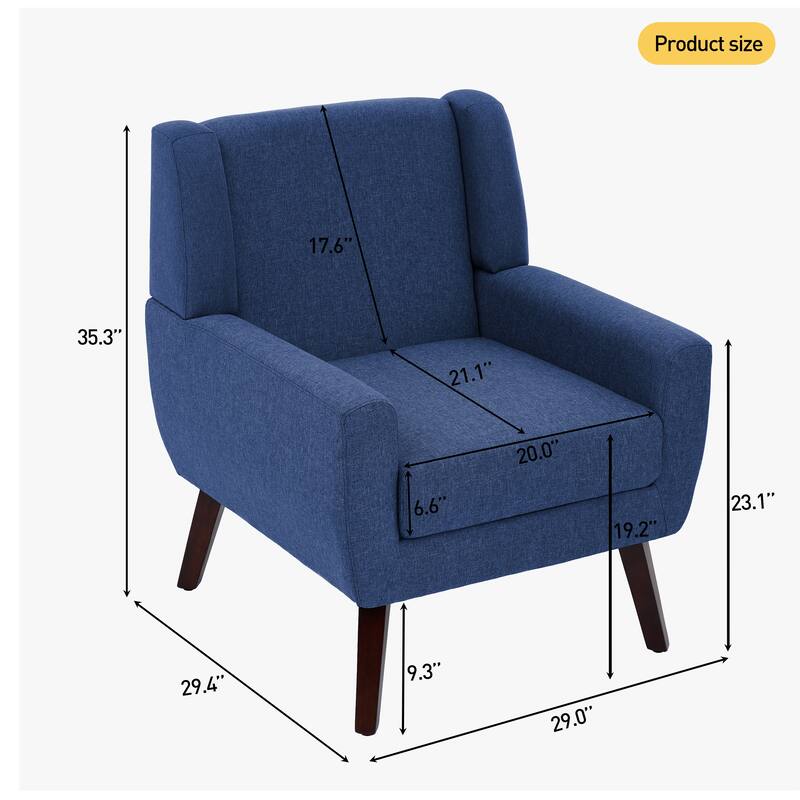 Modern Upholstered Linen Accent Chair Wingback Armchair