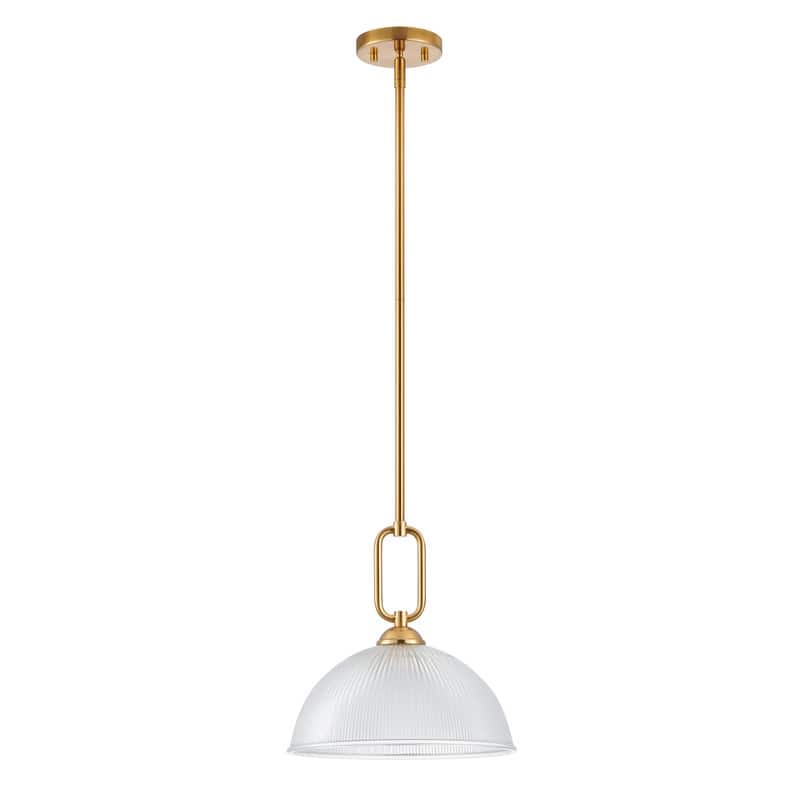 KAWOTI Modern Pendant Light with Ribbed Dome Shade