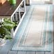 SAFAVIEH Courtyard Vickie Indoor/ Outdoor Waterproof Patio Backyard Rug - 2'3" x 8' Runner - Ivory/Aqua
