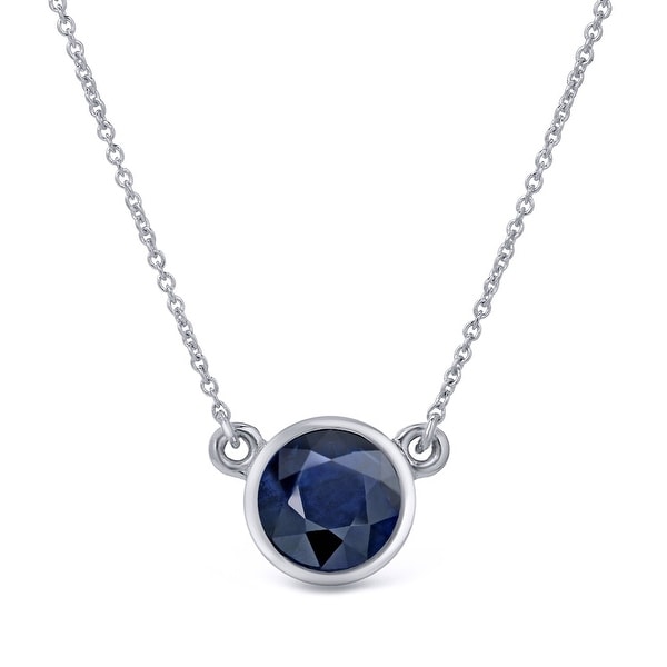 Auriya 14k Gold Bezel-set Sapphire Solitaire Necklace 1/2ctw. Opens flyout.