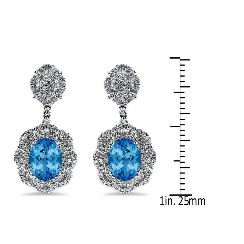 Auriya 6 3/8ct Fancy Oval-cut Topaz Halo Diamond Drop Earrings 2 5/8ctw 18k Gold