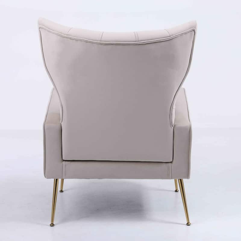 Modern Upholstered Accent Chair with Ottoman and Metal Legs for Living Space