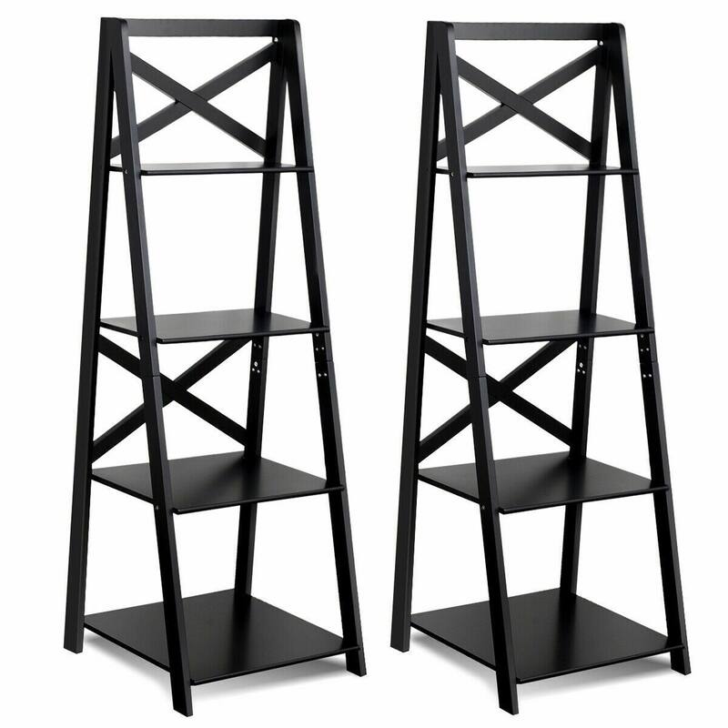 4-Tier Wood Display Storage Bookshelf - 20.0" x 18.1" x 56.3" (L x W x H) - Black