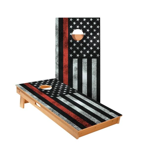 slide 2 of 5, Thin Red Line Cornhole Boards NO Bags - Add Board Lights