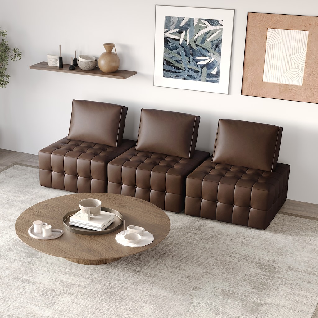 CraftPorch 3-Piece Elegance Button-Tufted PU Upholstered