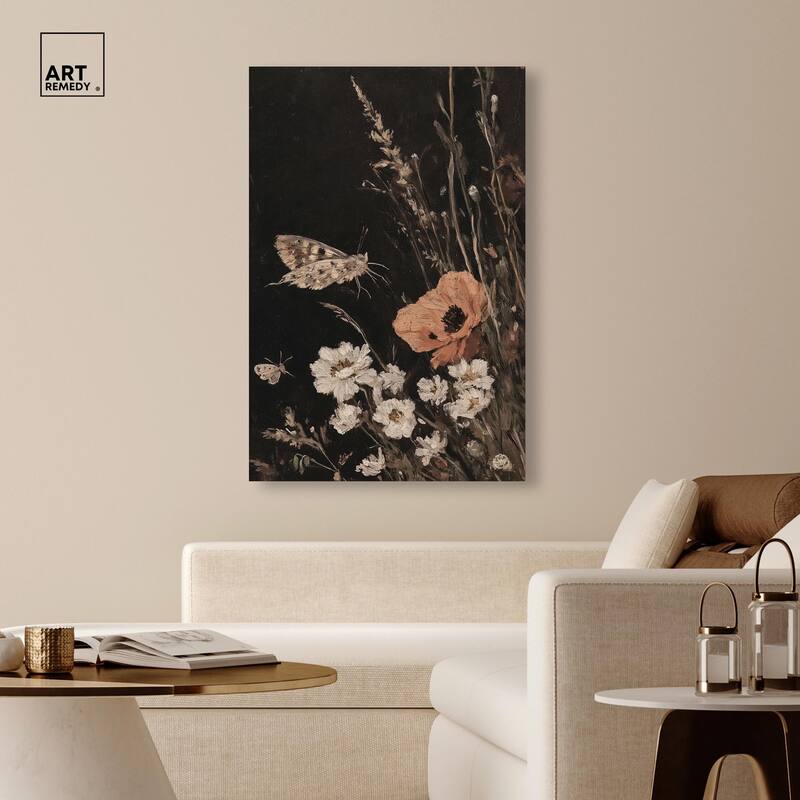 Poppy and Moth II Canvas by Art Remedy, Gallery Wrapped