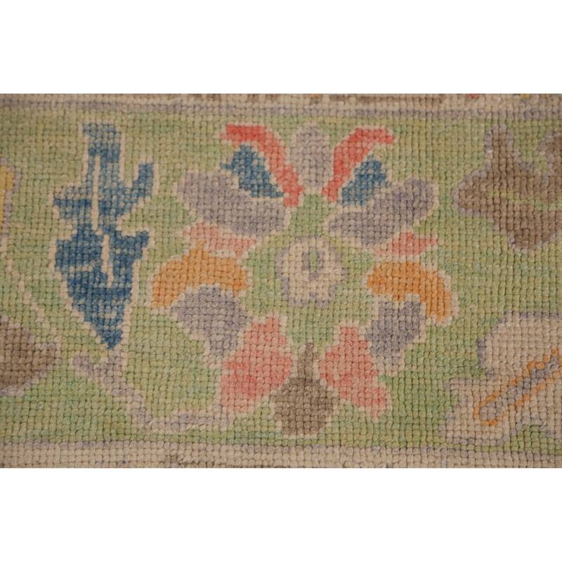 Hand Knotted Oriental 100% Wool Carpet Transitional All-Over Coral Oushak Area Rug - 12' 2'' X 9' 0''
