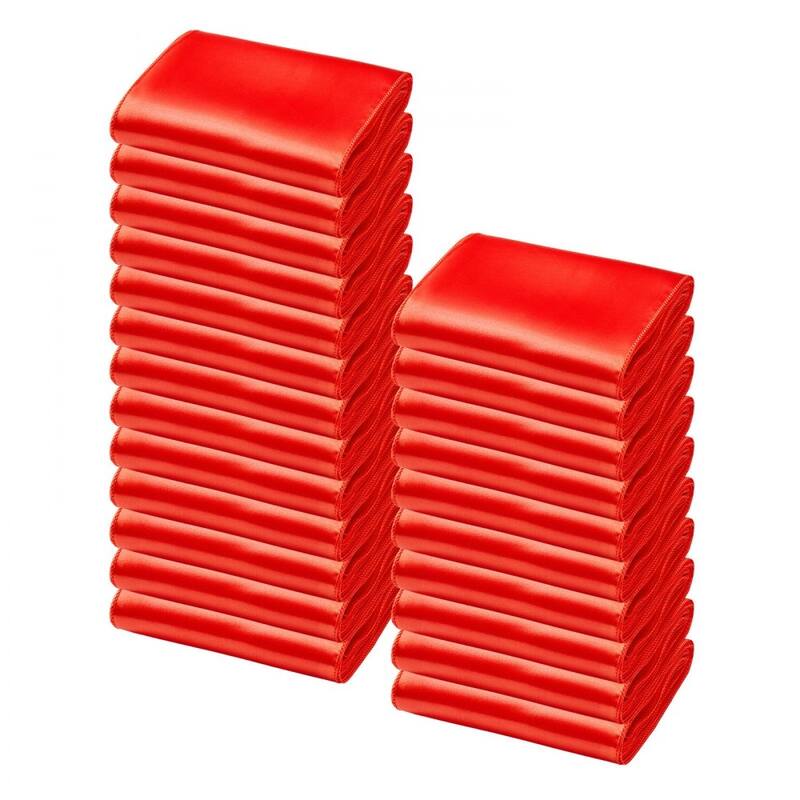Satin Chair Ribbons for Wedding Reception Adjustable Fit for Folding Banquet and Chiavari Chairs - Red-50 PCS