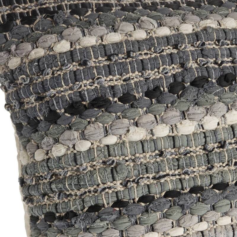 HomeRoots Set of Two 18" Black Gray and Ivory Striped Cotton Blend Throw Pillows with Texture