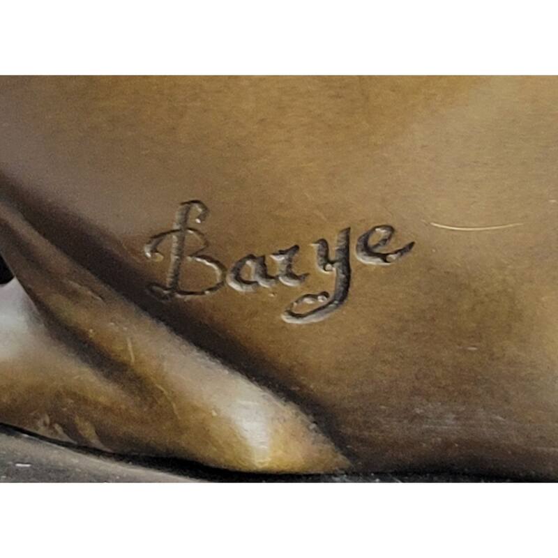 Greyhound Guardian Imitative Dog Bronze Metal Statue Sculpture Signed On Marble Base