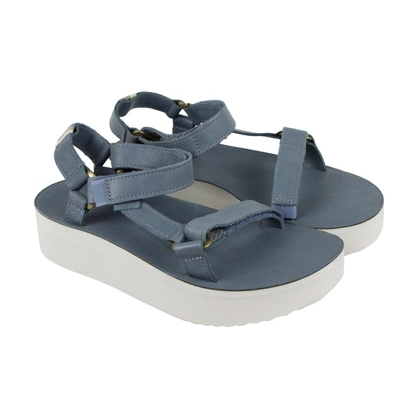 blue leather flip flops