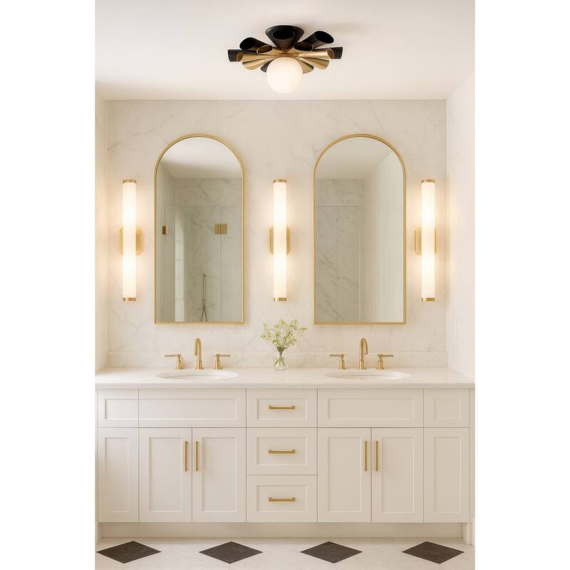 Varaluz Daphne 1-Light Convertible Flush Mount/Sconce - Matte Black/French Gold