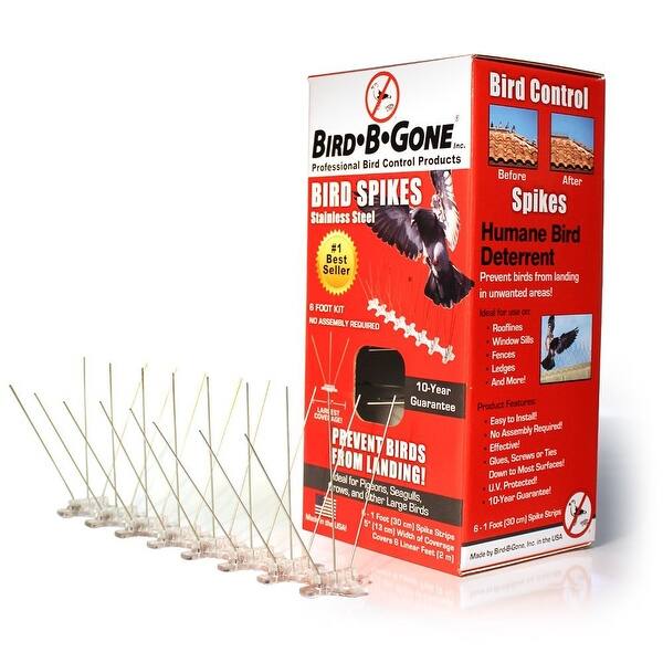 slide 1 of 1, Bird B Gone MM2001-5/6 Stainless Steel Bird Spikes, 5" x 6' - 5" x 6'