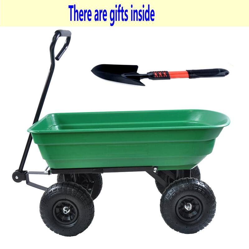 Folding Wagon Dump Cart with Steel Frame and 10-in. Pneumatic Tires