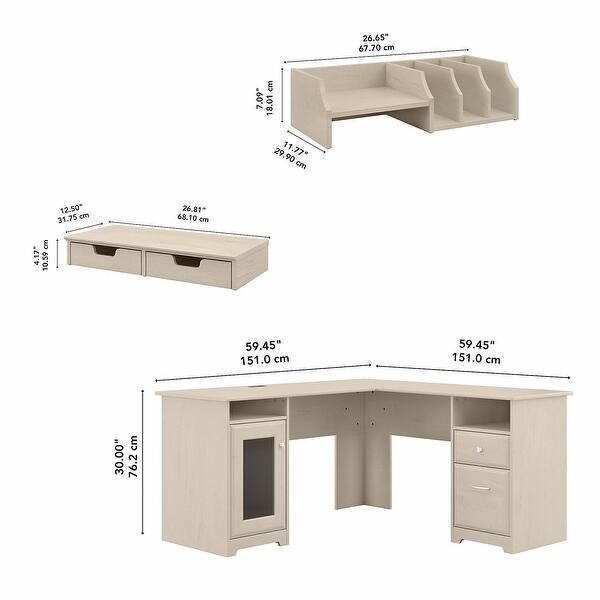 Cabot 60w L Shaped Computer Desk With Organizers By Bush Furniture Overstock 32490363