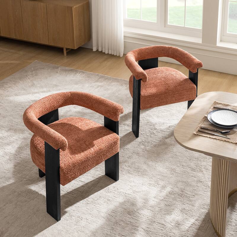 Georg Modern Boucle Dining Chair with Solid Wood Legs Set of 2 by HULALA HOME