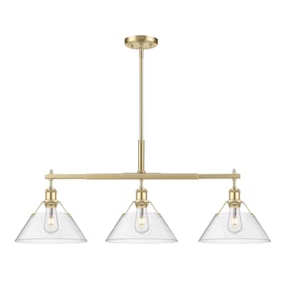 Orwell 3-Light Linear Pendant in Brushed Champagne Bronze with Clear Glass - Gold