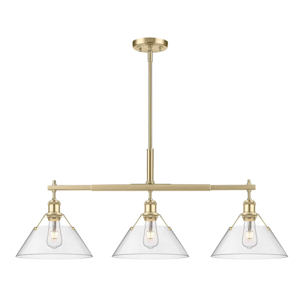 Yep by Golden Lighting Orwell 3-light Island Light in Brushed Champagne Brass and Clear Glass - Gold