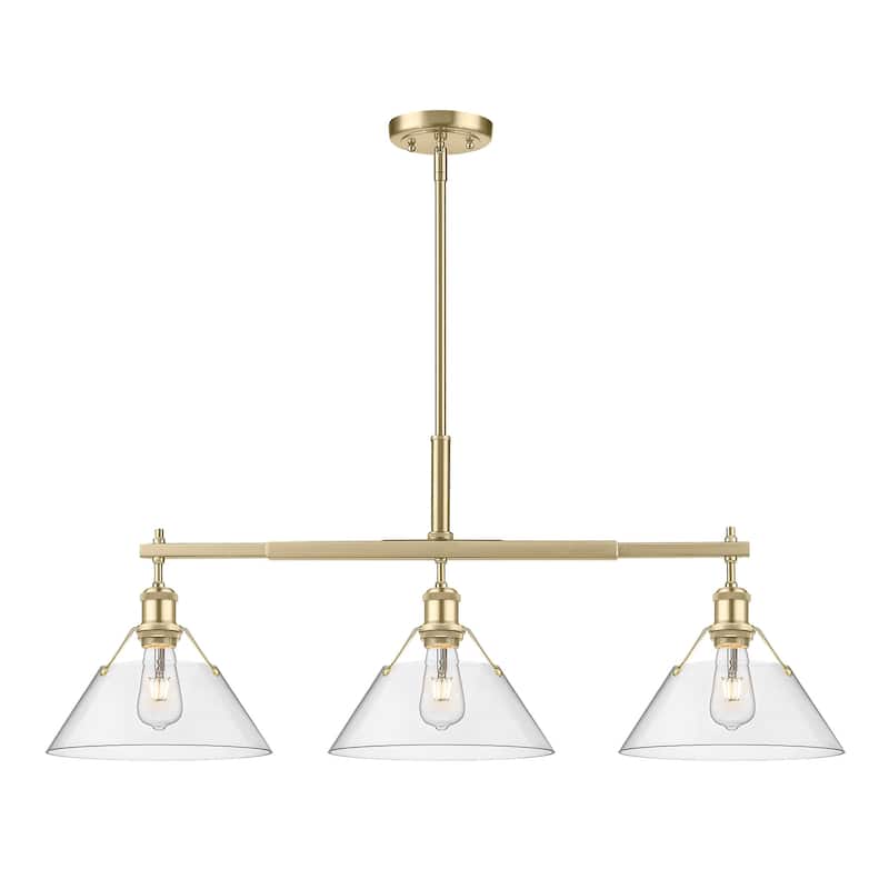 Yep by Golden Lighting Orwell 3-light Island Light in Brushed Champagne Brass and Clear Glass - Gold