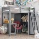 preview thumbnail 1 of 13, Twin Size Loft Bed with Wardrobe and Desk, Maximized Space, Grey Grey