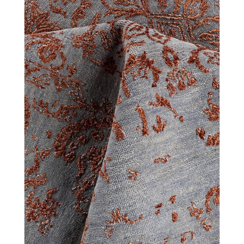 Ikat One-of-a-Kind Hand-Knotted Area Rug - Gray, 9' 1" x 12' 4" - 9' 1" x 12' 4"