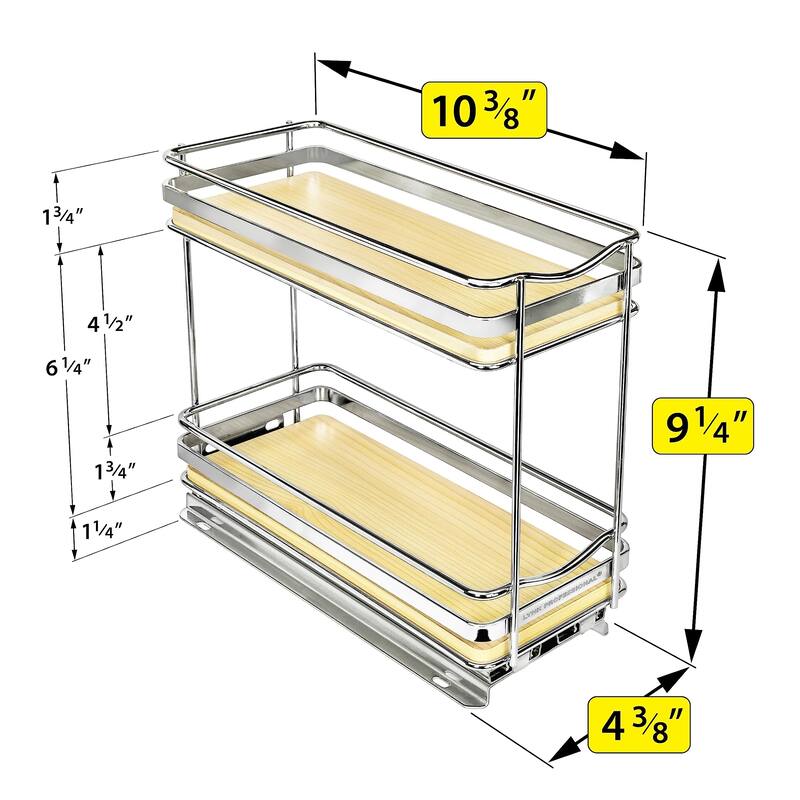 ® Élite™ Pull Out Spice Rack Organizer 4-1/4 inch Wide Slide Out Rack Wood and Chrome Sliding Spice Organizer Shelf