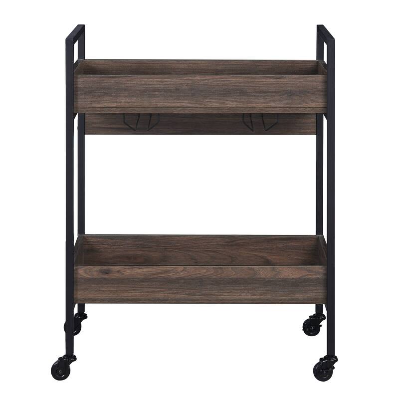 Jerrick Walnut & Black Finish Serving Cart(no include stool) - Black,Walnut
