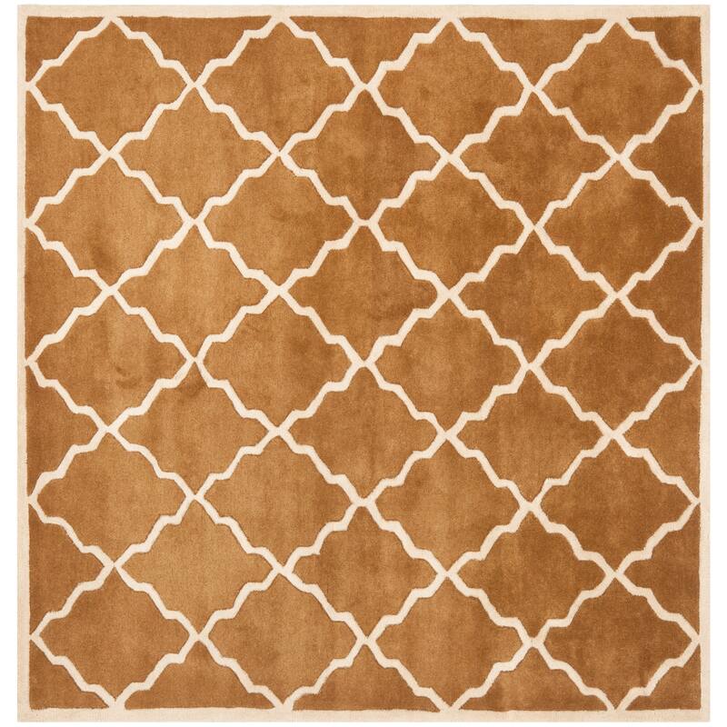 SAFAVIEH Handmade Chatham Nhuong Modern Moroccan Wool Rug - 5' Square - Brown