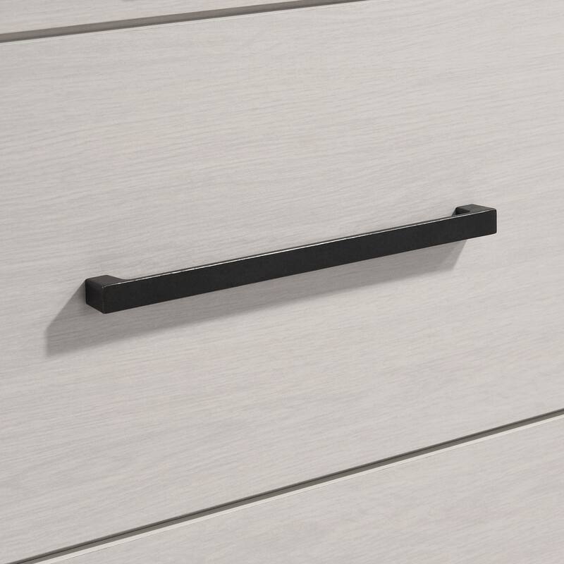 Roundhill Furniture Realynn 6-Piece Wood Bedroom Set, Panel Bed with Dresser, Mirror, Chest, and 2 Nightstands, Off-White Finish