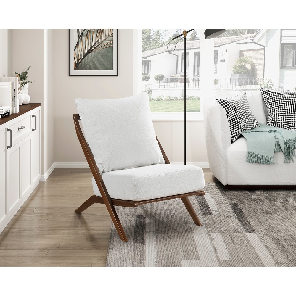 Chenille Upholstery Foam Cushion Solid Rubberwood Frame