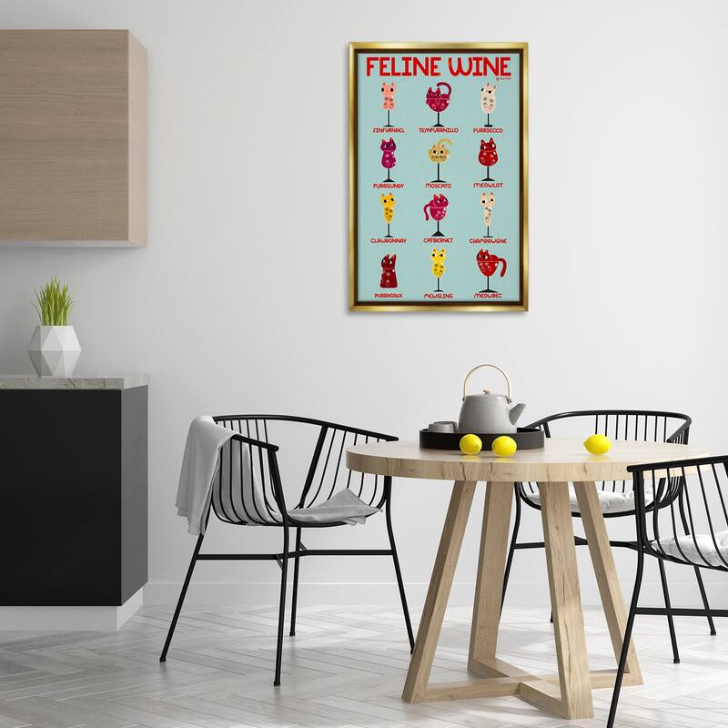 Stupell Clever Feline Wine Drinks Framed Floater Canvas Wall Art Design By Carrie Cantwell