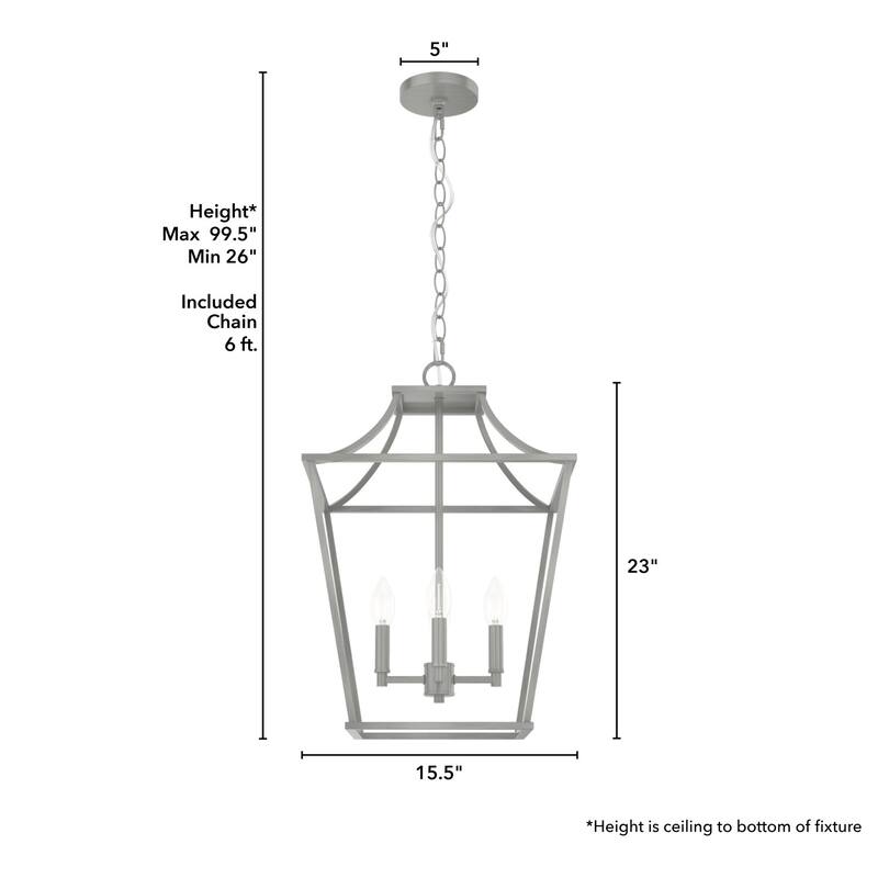 Hunter 15" Laurel Ridge 4-Light Lantern Pendant - Kitchen Island, Dining Room, Entry - Candle, Modern Farmhouse, Industrial