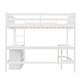 preview thumbnail 31 of 55, Full Size Wooden Loft Bed with Desk and Shelves, Space-Saving Design