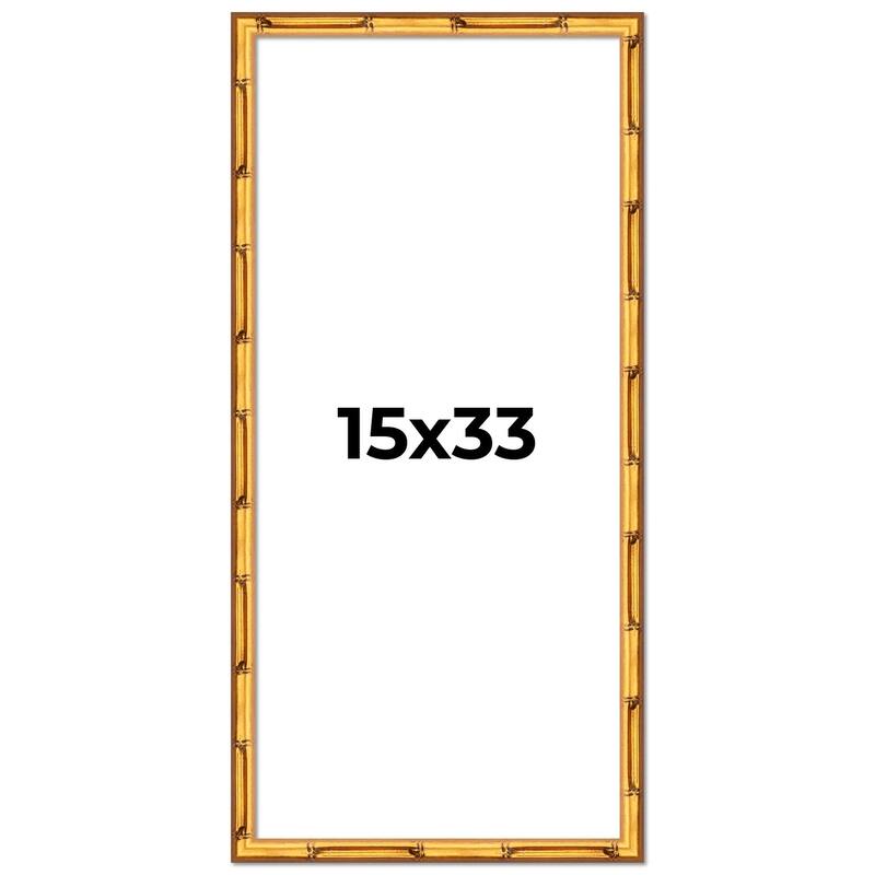 15x33 Frame Gold Bamboo Picture Frame Modern Photo Frame Includes UV Acrylic Shatter Guard Front Acid Free Foam Backing Board
