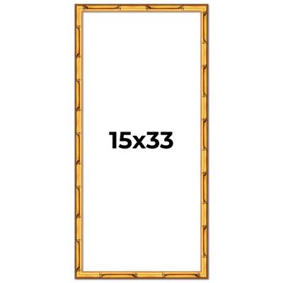 15x33 Frame Gold Bamboo Picture Frame Modern Photo Frame Includes UV Acrylic Shatter Guard Front Acid Free Foam Backing Board