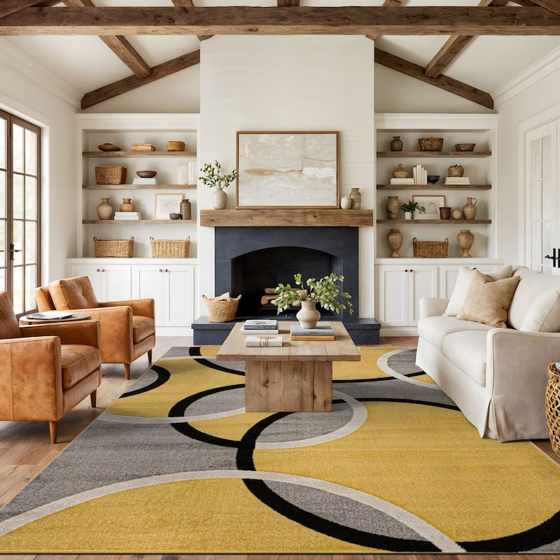 World Rug Gallery Modern Abstract Circles Area Rug