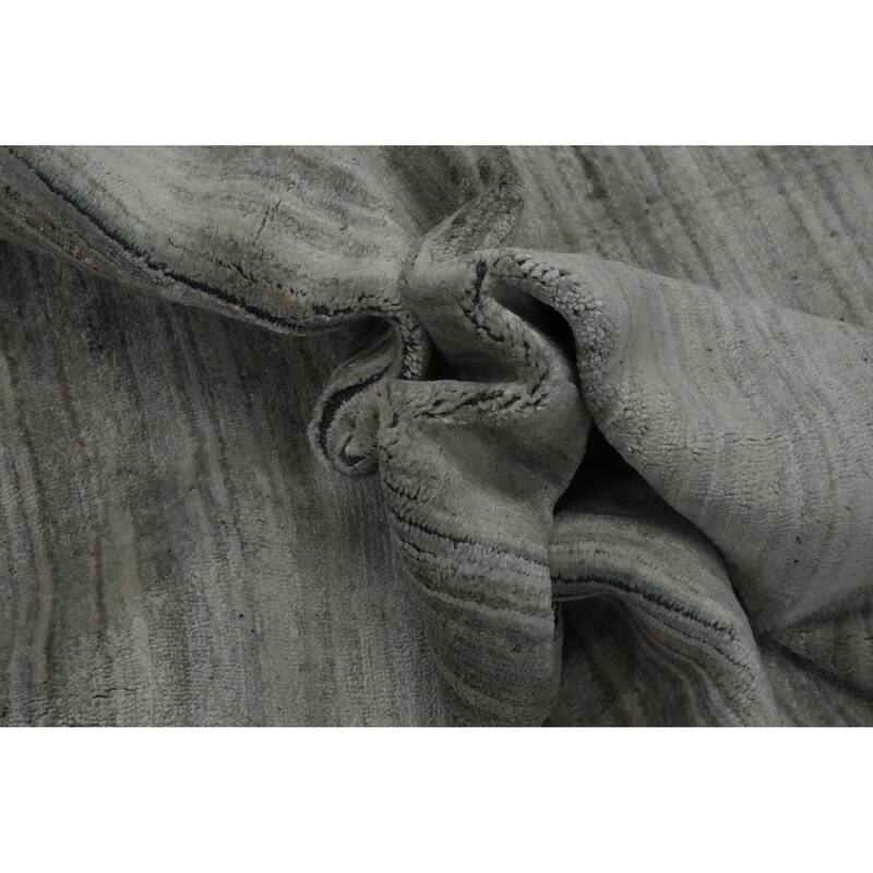 Hand Knotted Oriental 100% Wool Carpet Tribal Animal Pictorial Greys & Charcoal Gabbeh Area Rug - 9' 10'' X 7' 10''