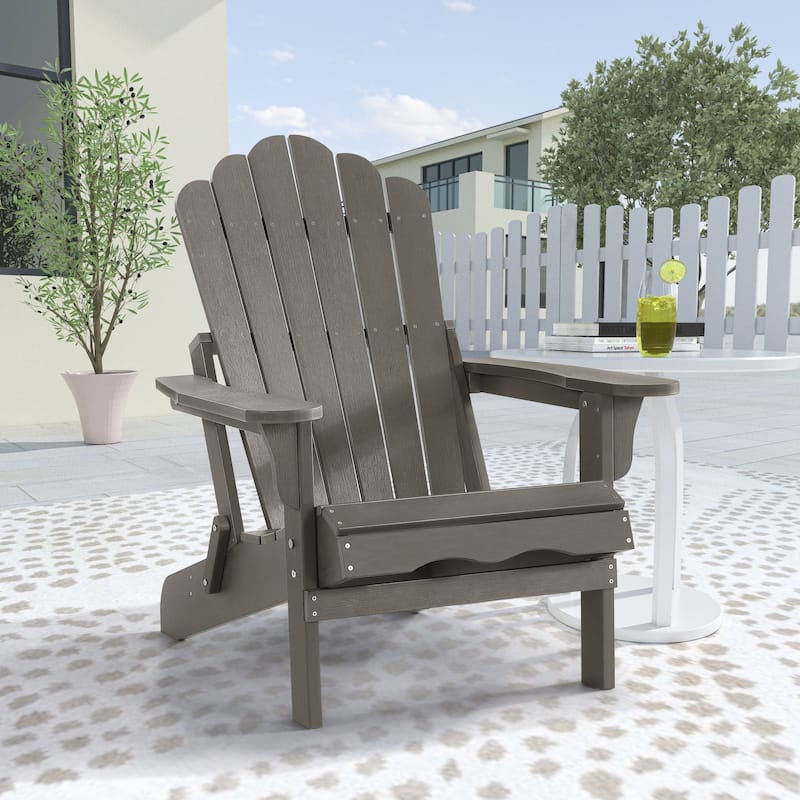 Haven Folding Poly Resin Plastic Adirondack Chair - Taupe